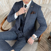 Men’s Slim Fit 3 Piece Wedding Suit | Modern Checked Tuxedo Style for Formal Events