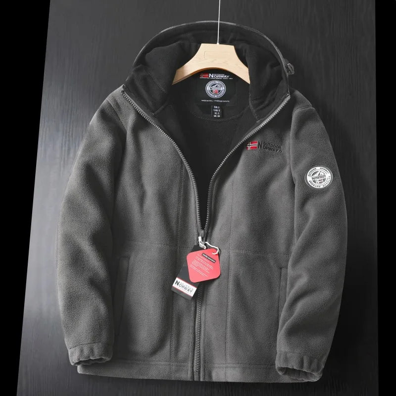 Men’s Fleece Jacket with Hooded Winter Style | Warm Casual Outdoor Coat