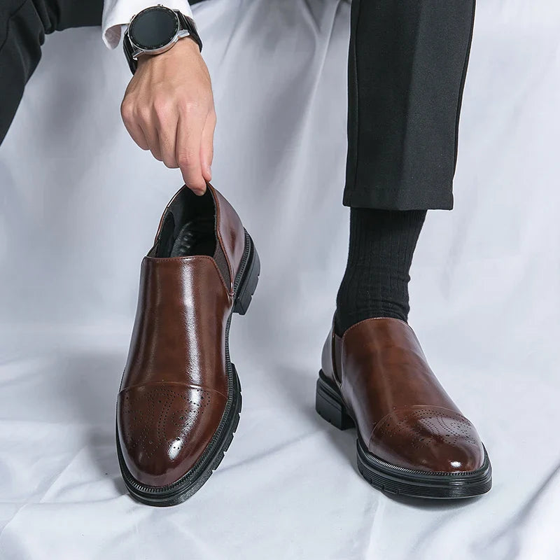 Men’s Leather Slip On Shoes Smart Casual Loafers | Classic Dress Shoes Men