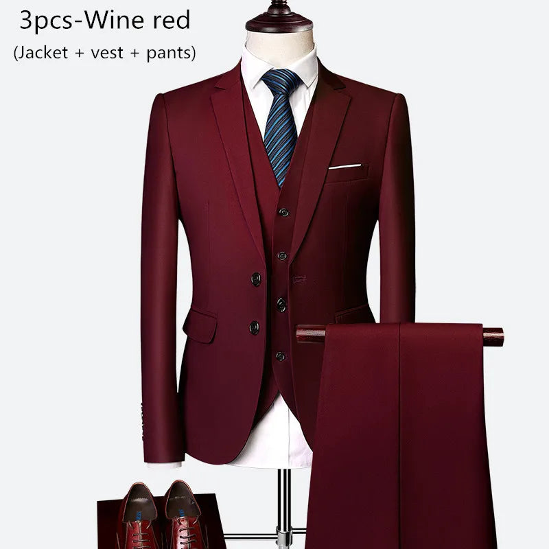 Men’s Slim Fit 3 Piece Wedding Suit | Classic Formal Tuxedo Style for Special Occasions