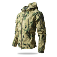 Men’s Tactical Camouflage Soft Shell Jacket with Hood | Waterproof Outdoor Coat