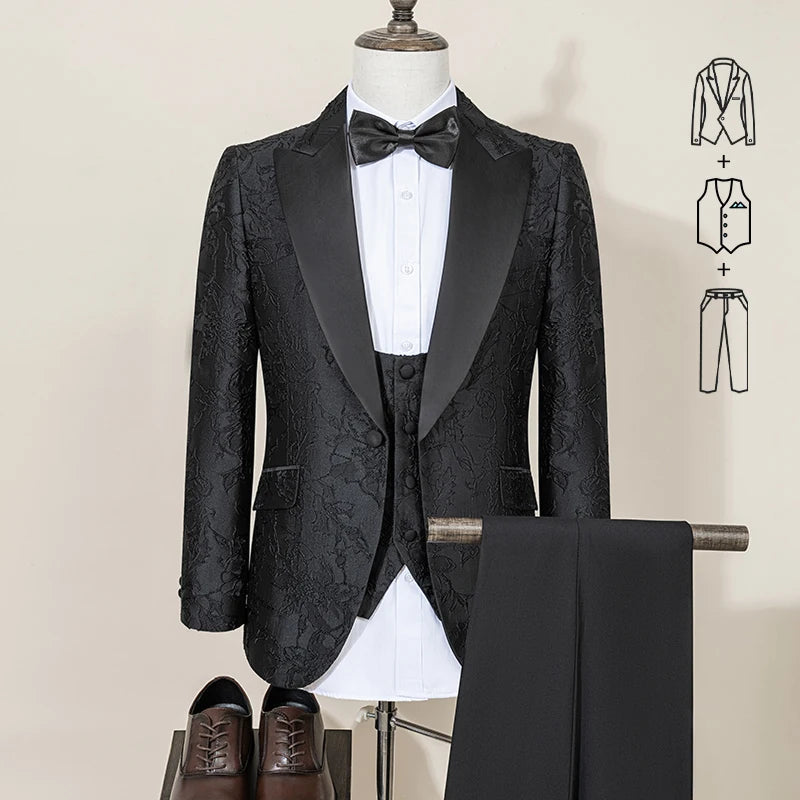 Men’s Black Slim Fit 3 Piece Wedding Suit | Classic Tuxedo Style for Formal Events