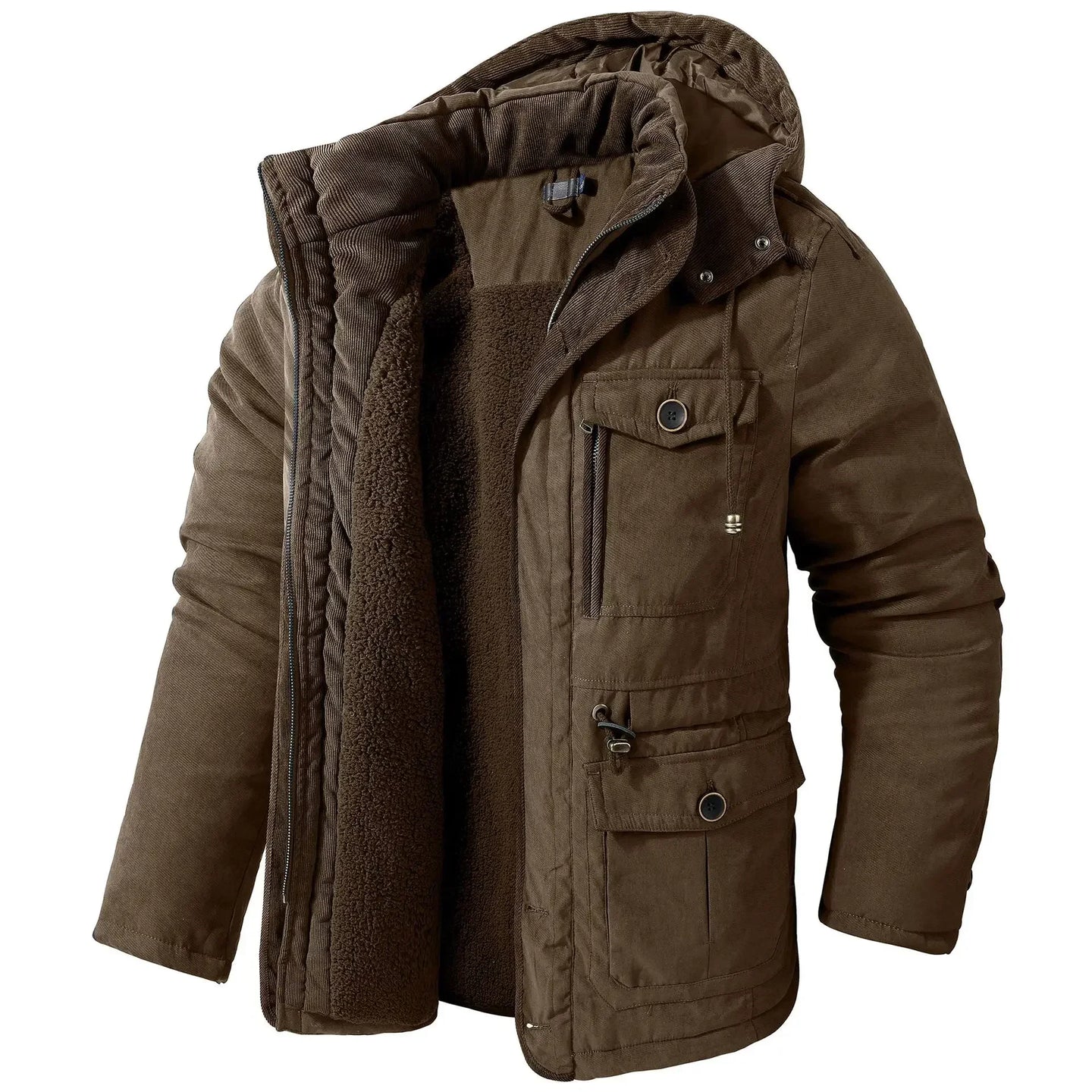 Men’s Winter Fleece Jacket | Hooded Warm Casual Coat
