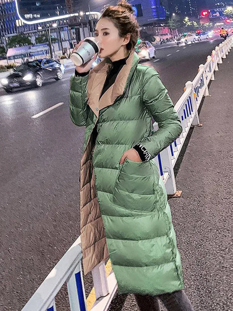 Women’s Long Winter Coat in Classic Overcoat Style | Warm Ladies Padded Jacket