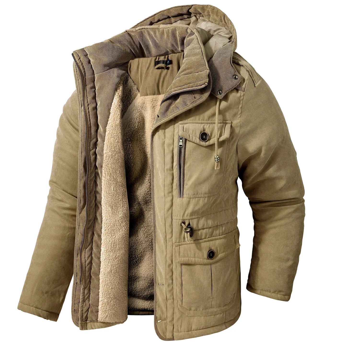 Men’s Winter Fleece Jacket | Hooded Warm Casual Coat