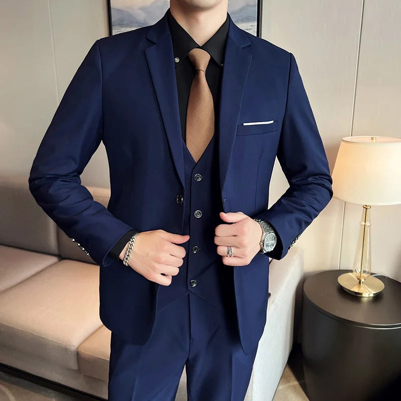 Men’s Slim Fit 3 Piece Wedding Suit | Classic Formal Suit Style for Business and Events
