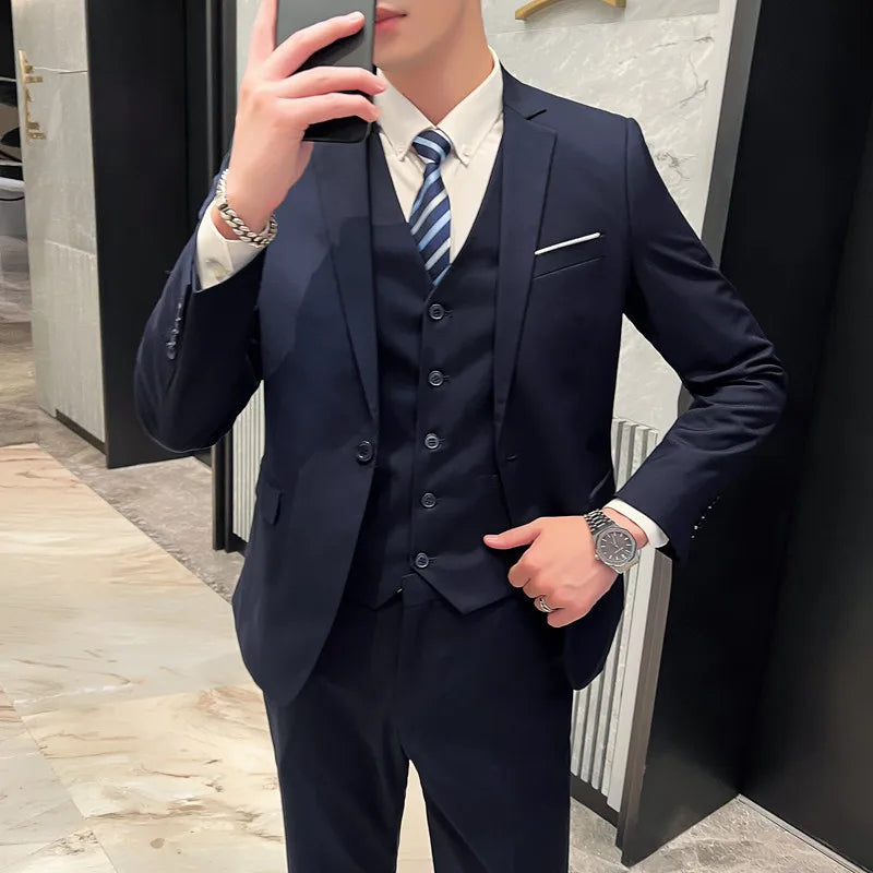 Men’s Slim Fit 3 Piece Wedding Suit | Classic Formal Suit Style for Business and Events