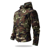 Men’s Tactical Camouflage Soft Shell Jacket with Hood | Waterproof Outdoor Coat