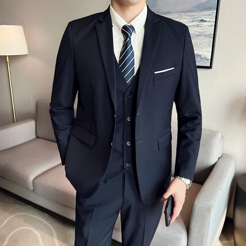 Men’s Slim Fit 3 Piece Wedding Suit | Classic Formal Suit Style for Business and Events