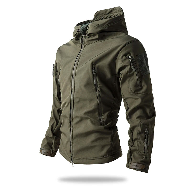 Men’s Tactical Camouflage Soft Shell Jacket with Hood | Waterproof Outdoor Coat