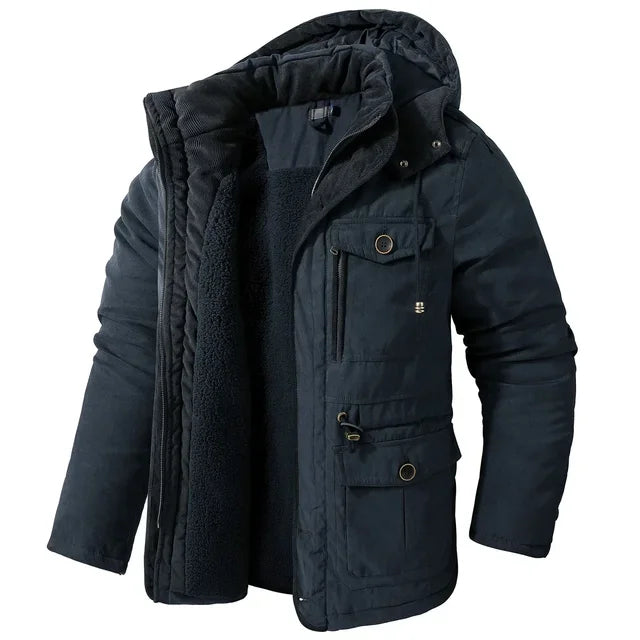 Men’s Winter Fleece Jacket | Hooded Warm Casual Coat