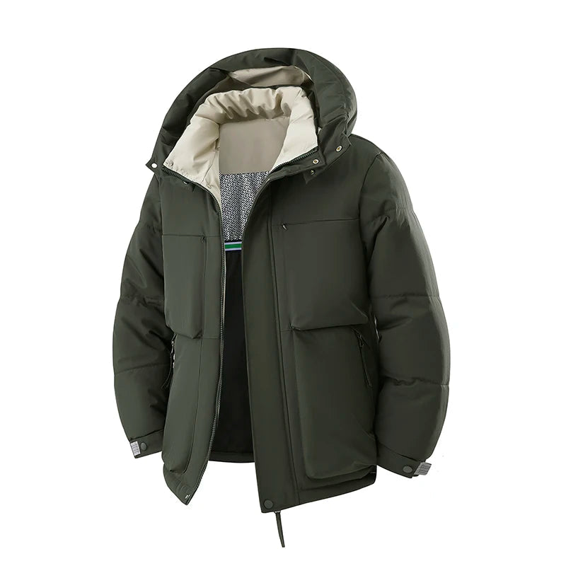 Men’s Hooded Puffer Jacket in Winter Style | Thick Warm Padded Casual Coat