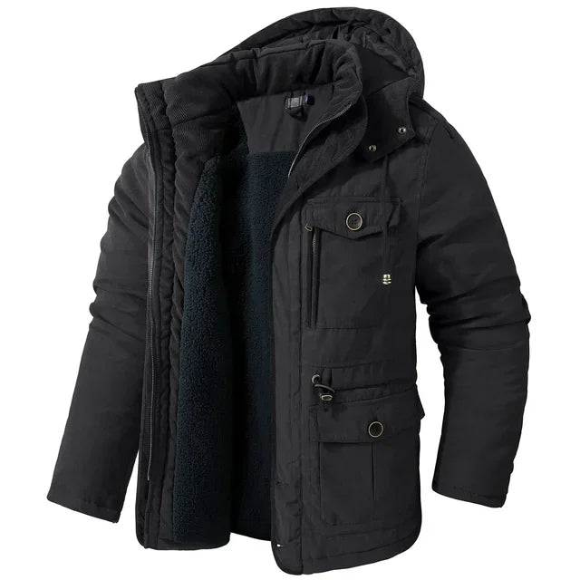 Men’s Winter Fleece Jacket | Hooded Warm Casual Coat