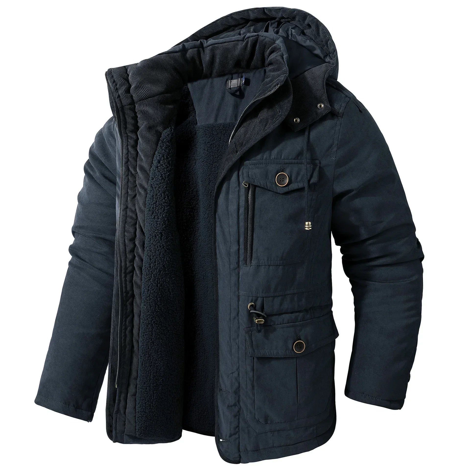 Men’s Winter Fleece Jacket | Hooded Warm Casual Coat