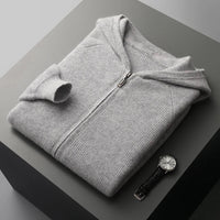 Men’s Knitted Hoodie | Zip-Up Sweater | Soft Hooded Knit | Autumn Layering Piece