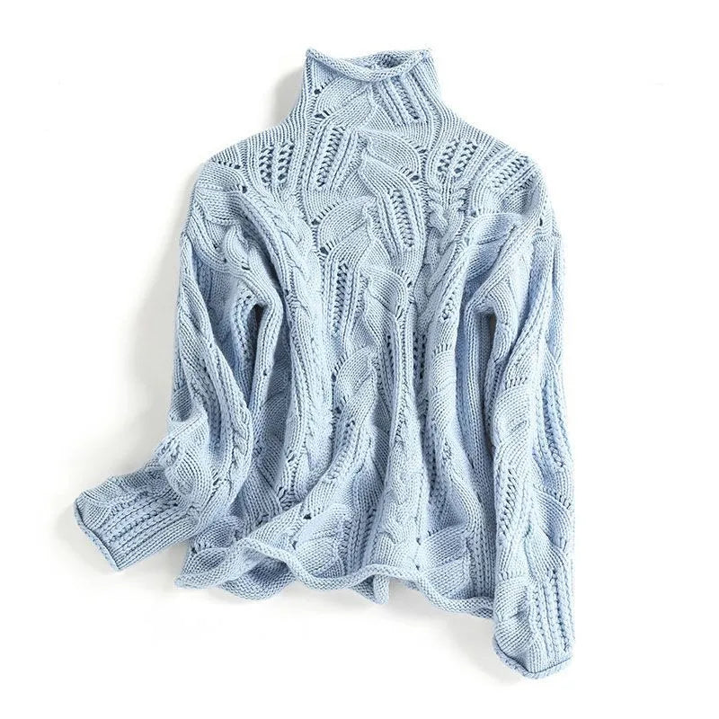Women’s Roll Neck Jumper with Cable Knit | Warm Winter Sweater for Ladies