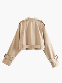 Cropped Trench Coat | Double-Breasted | Belted Waist | Autumn Layering Piece