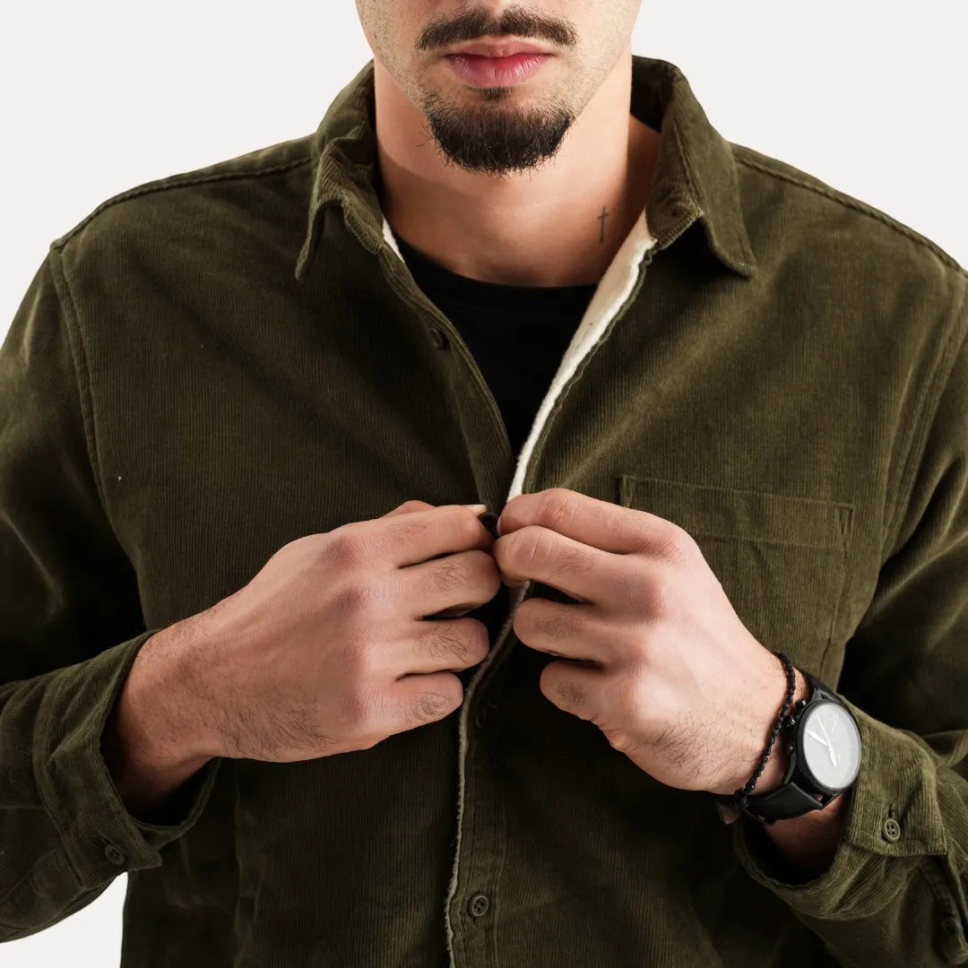 Corduroy Shirt Jacket for Men | Lined Overshirt | Casual Smart Layer