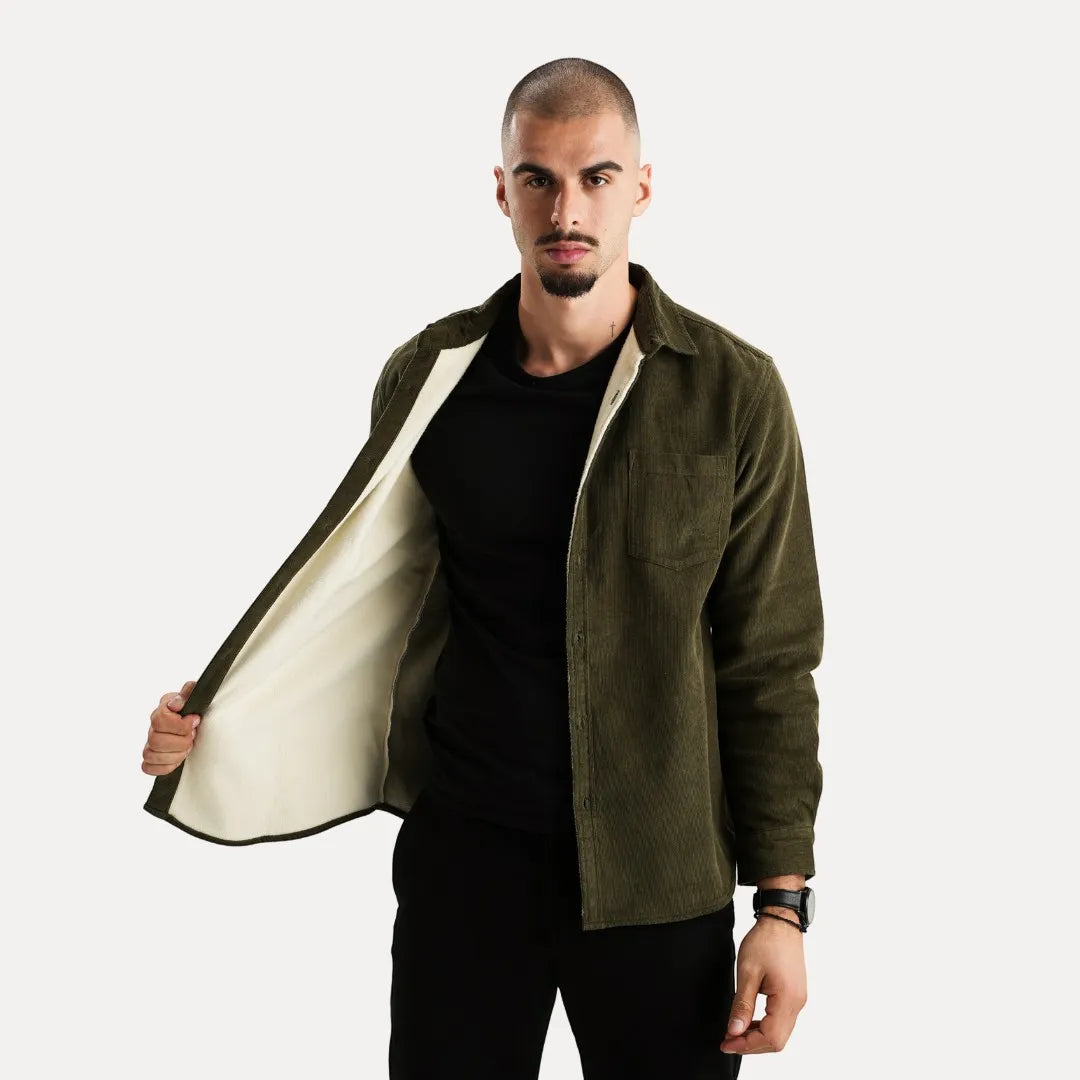 Corduroy Shirt Jacket for Men | Lined Overshirt | Casual Smart Layer