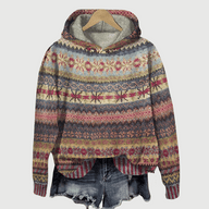 Women’s Fair Isle Hoodie with Winter Knit Pattern | Warm Ladies Jumper