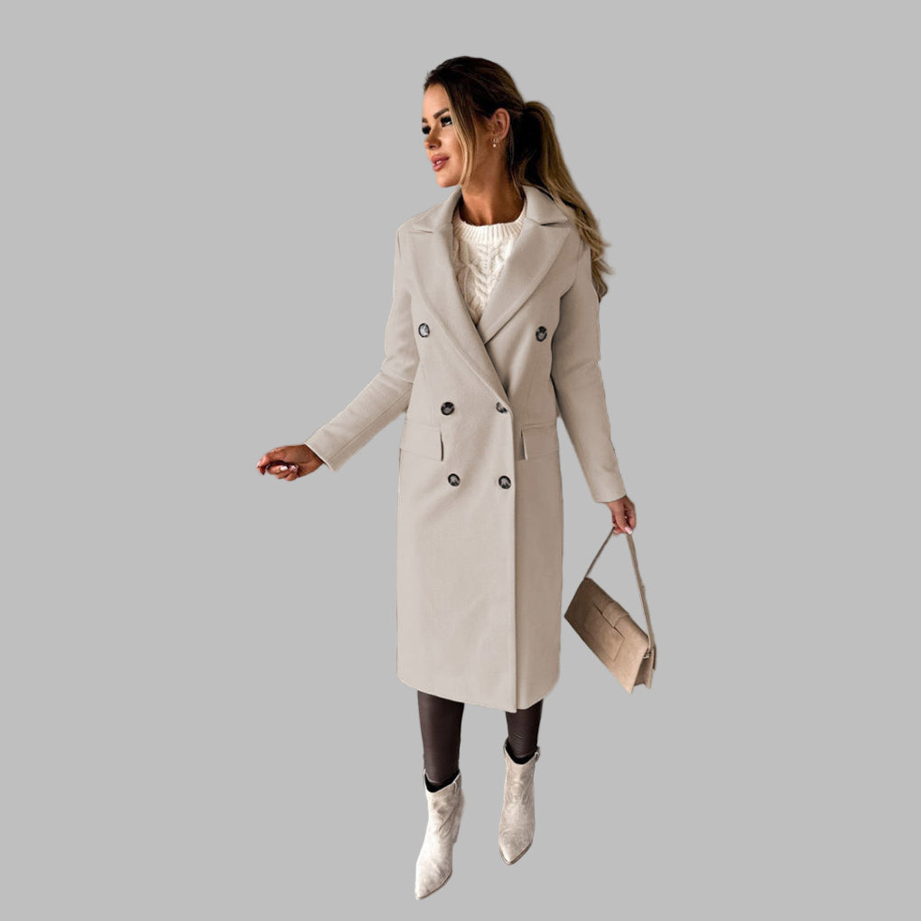 Women’s Long Winter Coat in Classic Overcoat Style | Warm Ladies Jacket