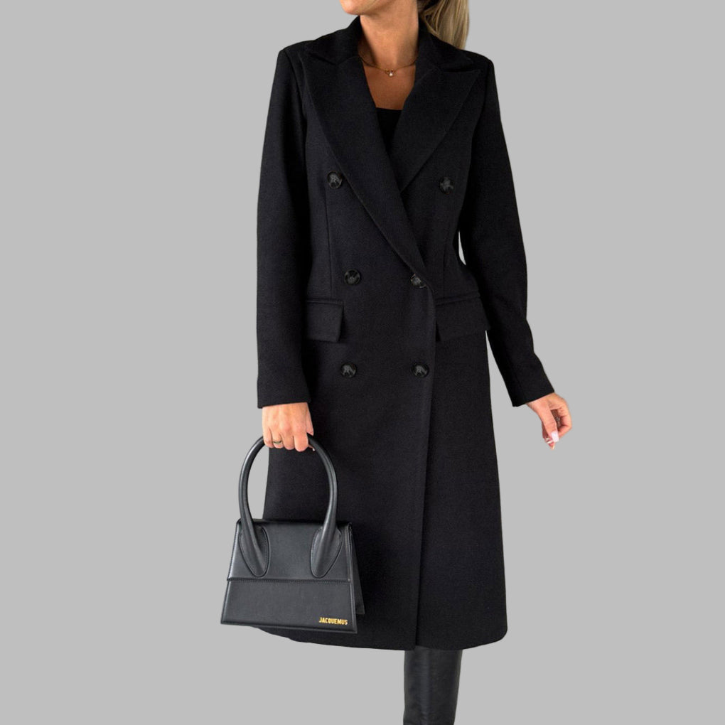 Women’s Long Winter Coat in Classic Overcoat Style | Warm Ladies Jacket