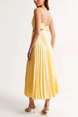 Women’s Pleated Evening Midi Dress in Elegant Style | Wedding Guest Party Dress