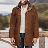 Men’s Brown Suede Jacket with Hooded Winter Style | Warm Casual Coat