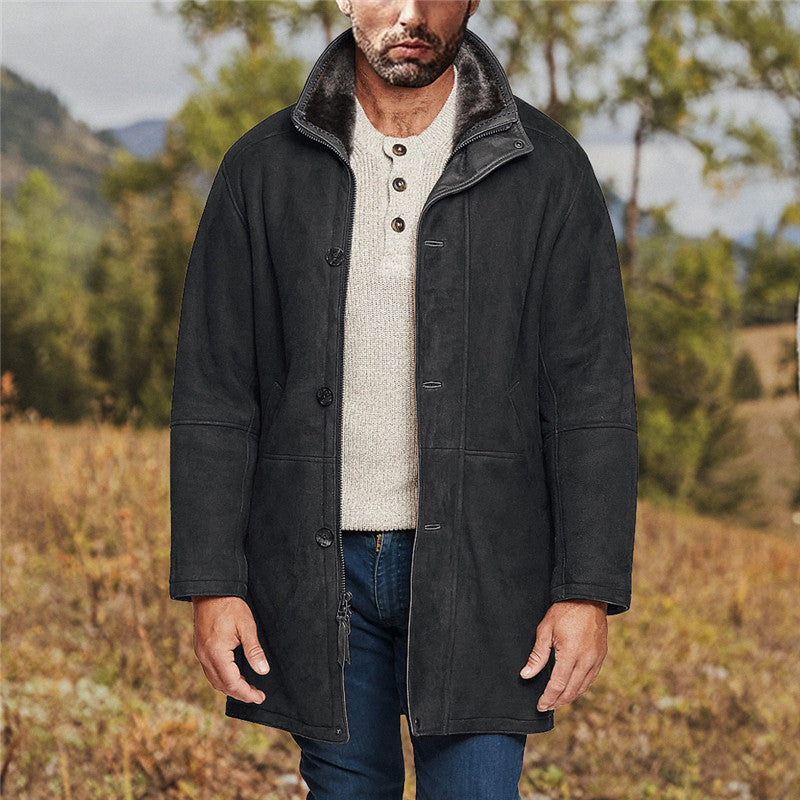Men’s Brown Suede Jacket with Hooded Winter Style | Warm Casual Coat