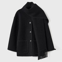 Women’s Scarf Detail Coat | Loose Fit | Fringe Trim