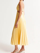 Women’s Pleated Evening Midi Dress in Elegant Style | Wedding Guest Party Dress