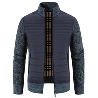 Men’s Fleece Jacket with Knitted Sleeves | Warm Winter Casual Coat