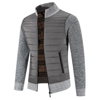 Men’s Fleece Jacket with Knitted Sleeves | Warm Winter Casual Coat