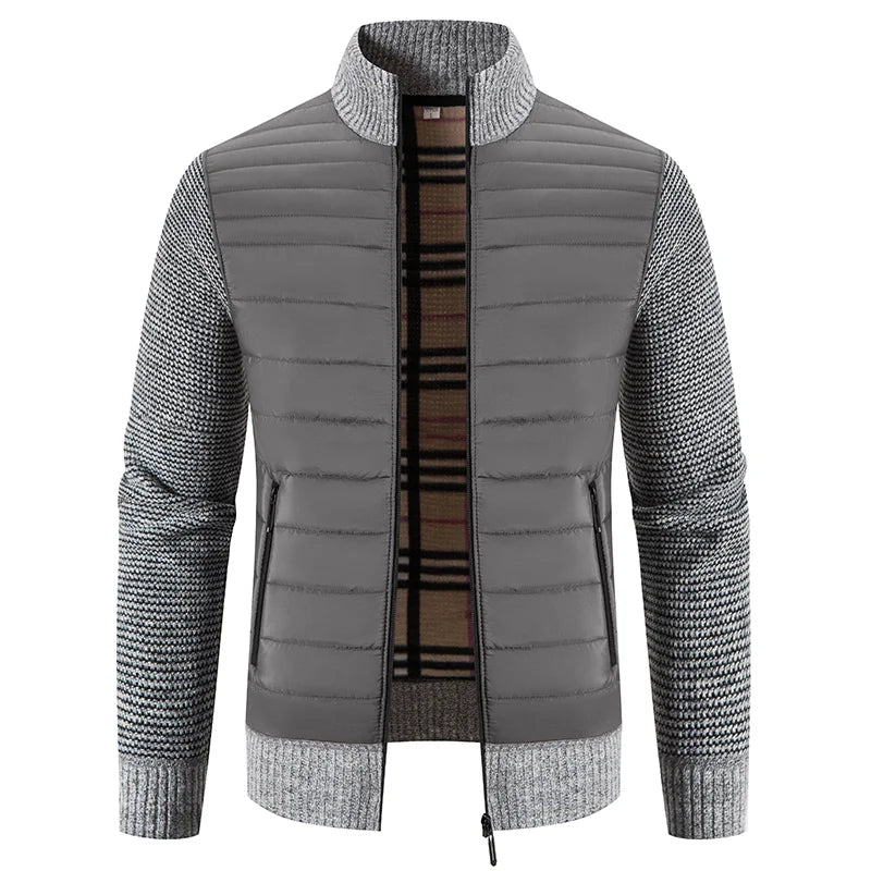 Men’s Fleece Jacket with Knitted Sleeves | Warm Winter Casual Coat