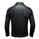 Men’s Leather Biker Jacket with Lapel Collar | Timeless Slim Fit Moto Coat