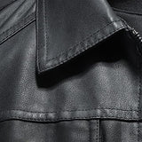 Men’s Leather Biker Jacket with Lapel Collar | Timeless Slim Fit Moto Coat