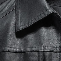 Men’s Leather Biker Jacket with Lapel Collar | Timeless Slim Fit Moto Coat