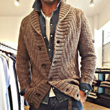 Men’s Knit Lapel Cardigan Jacket in Vintage Style | Smart Casual Sweater Coat