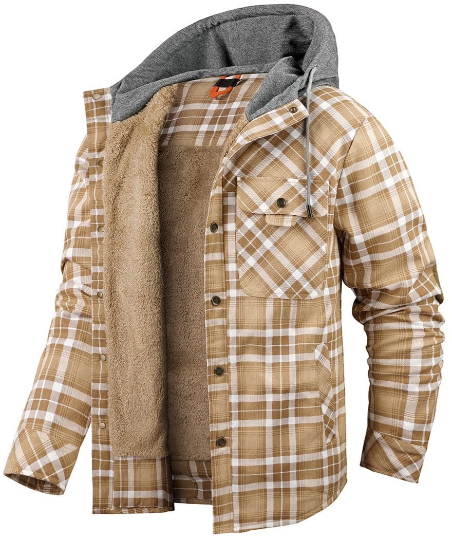 Men’s Hooded Flannel Jacket with Faux Fur Lining | Warm Winter Outdoor Coat