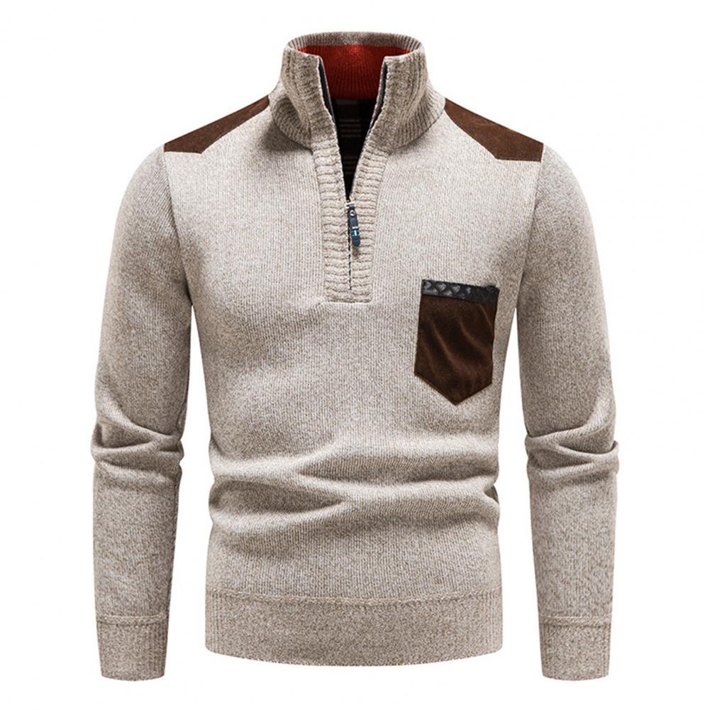 Men’s Zip Up Sweater in Thermal Winter Style | Warm Quarter Zip Jumper