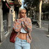 Women’s Chunky Knit Cardigan | Multicolour Yarn | Balloon Sleeves | Cosy Autumn Layer