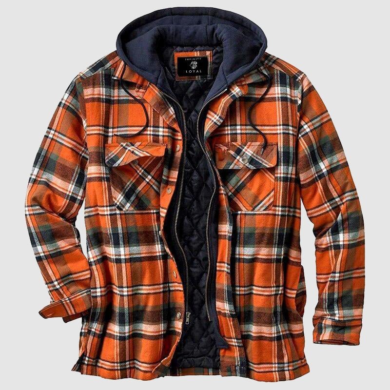 Men’s Quilted Lumberjack Jacket with Hood | Warm Outdoor Winter Coat
