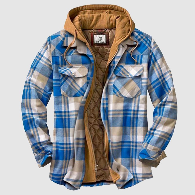 Men’s Quilted Lumberjack Jacket with Hood | Warm Outdoor Winter Coat
