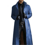 Men’s Long Leather Trench Coat with Classic Fit | Stylish Winter Jacket
