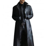 Men’s Long Leather Trench Coat with Classic Fit | Stylish Winter Jacket