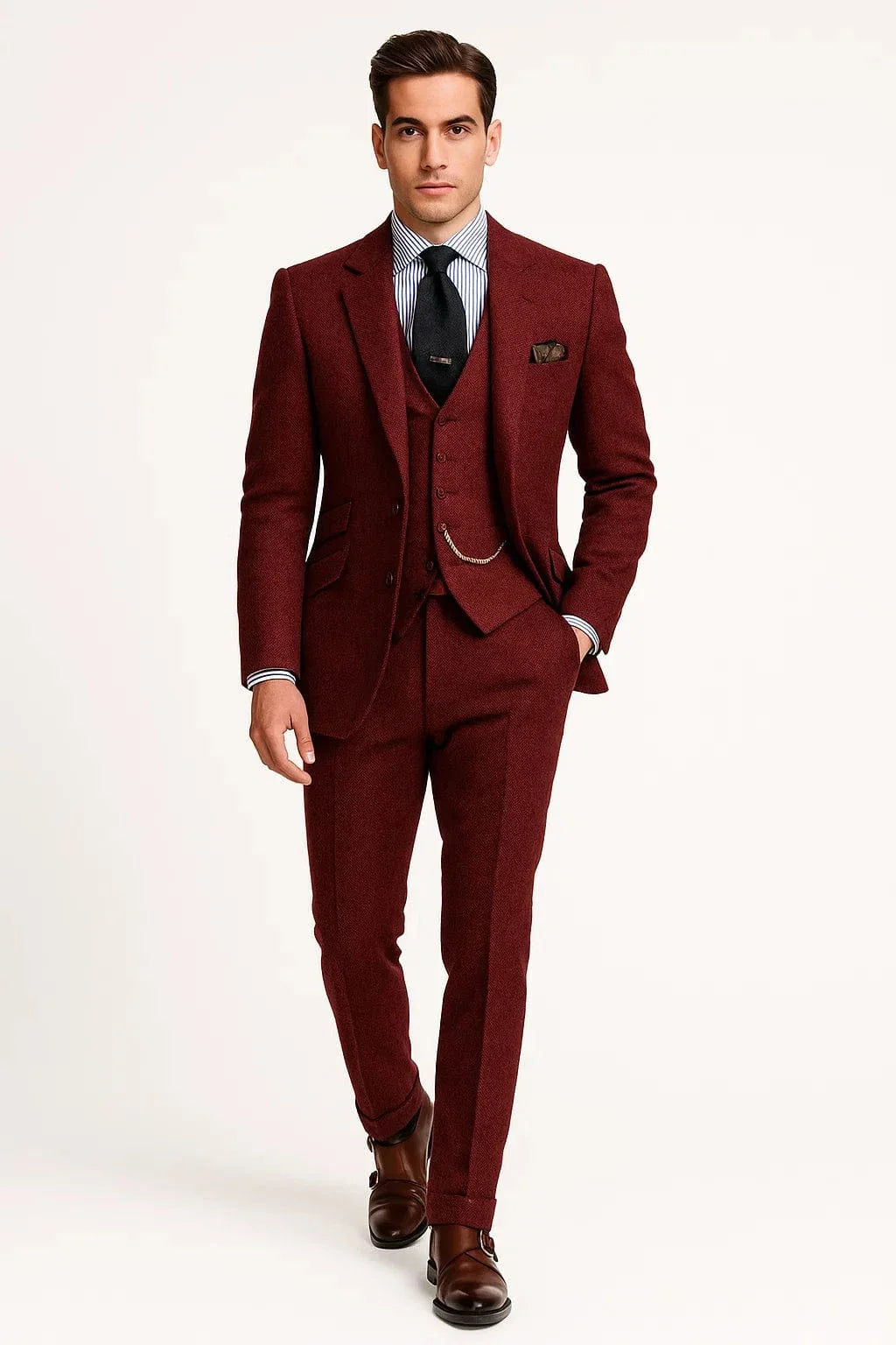 Men’s Classic 3 Piece Wedding Suit with Tuxedo Style | Formal Evening Wear