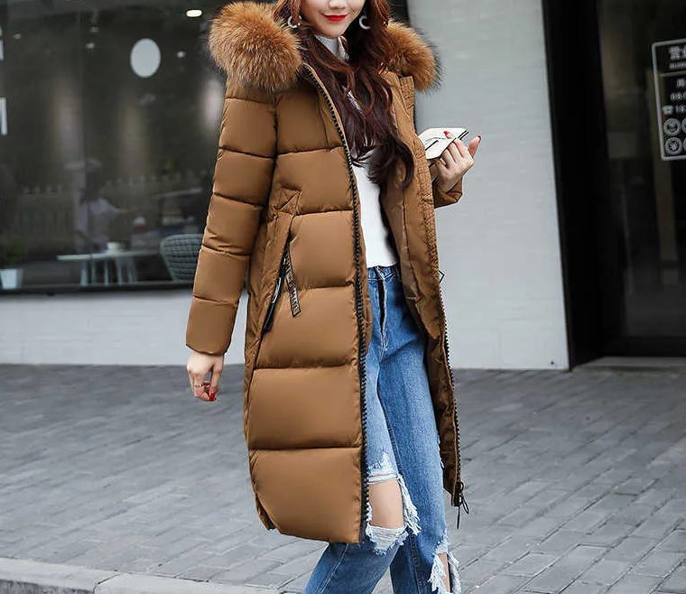 Women’s Long Puffer Parka with Faux Fur Hood | Warm Winter Coat