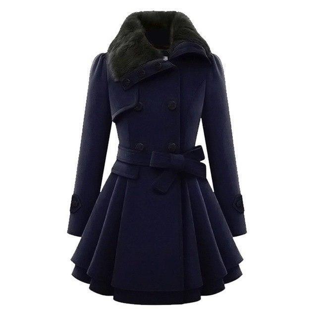 Women’s Gothic Black Coat in Long Winter Style | Elegant Ladies Overcoat