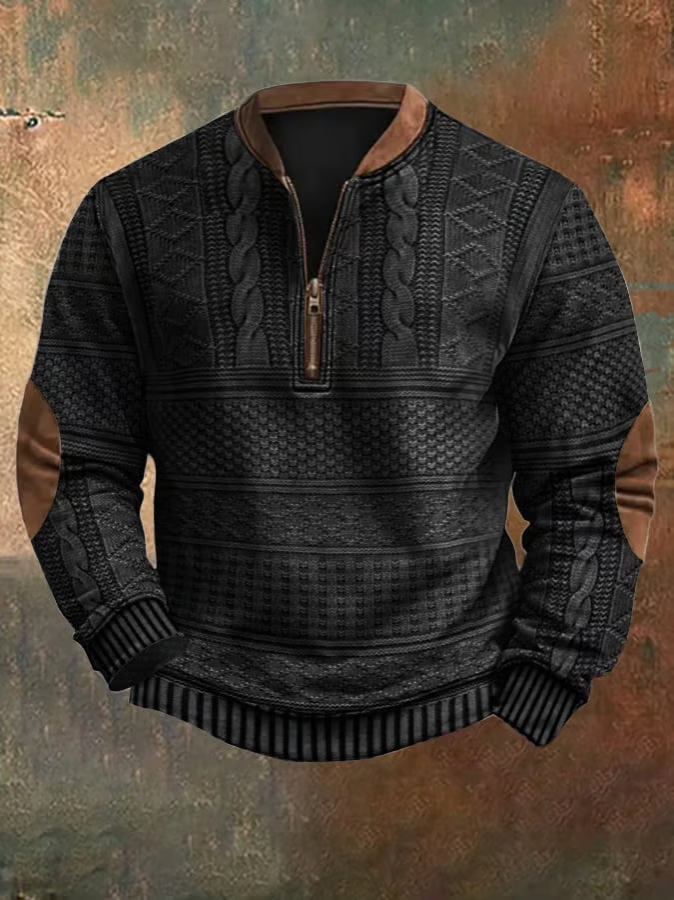 Men’s Half Zip Sweater | Classic Cable Knit Jumper for Winter