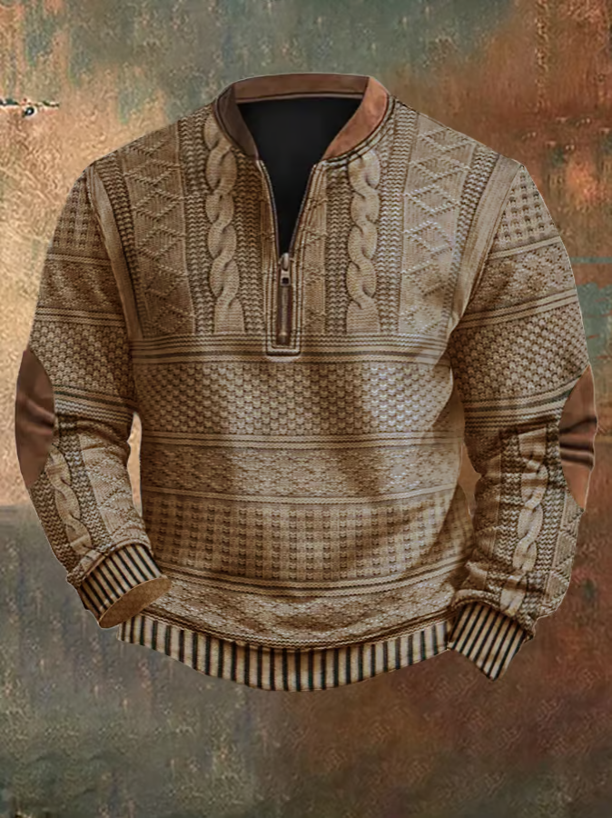 Men’s Half Zip Sweater | Classic Cable Knit Jumper for Winter